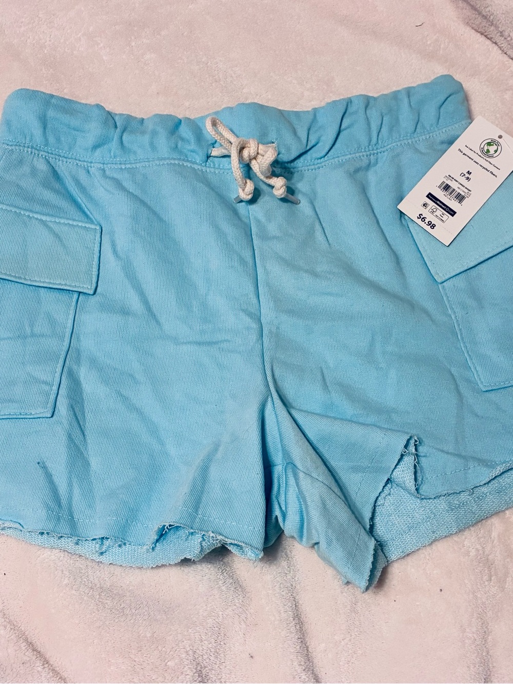 NWT Light Blue Drawstring Cargo Pocket Shorts